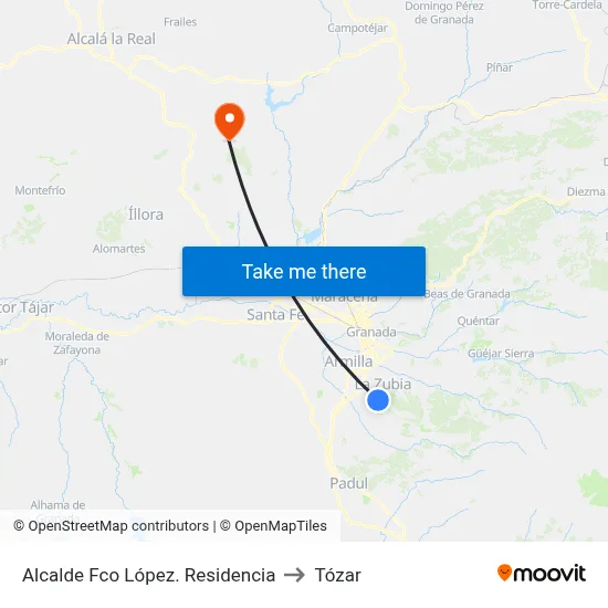 Alcalde Fco López. Residencia to Tózar map
