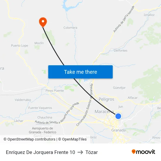 Enríquez De Jorquera Frente 10 to Tózar map