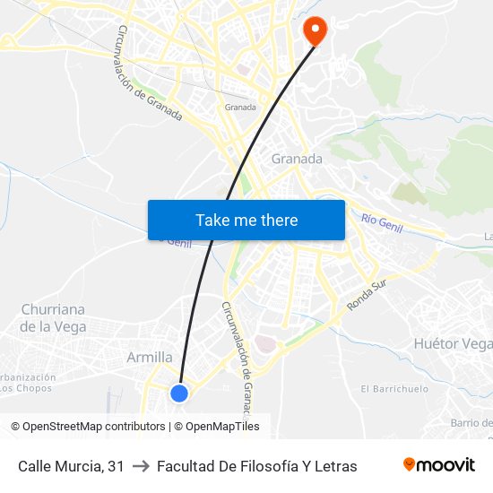 Calle Murcia, 31 to Facultad De Filosofía Y Letras map