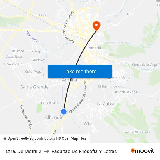 Ctra. De Motril 2 to Facultad De Filosofía Y Letras map