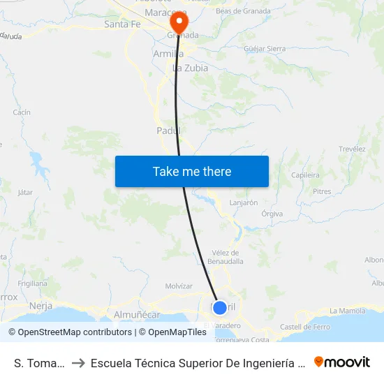 S. Tomas Aquino to Escuela Técnica Superior De Ingeniería De Caminos, Canales Y Puertos map