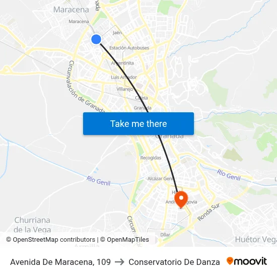Avenida De Maracena, 109 to Conservatorio De Danza map