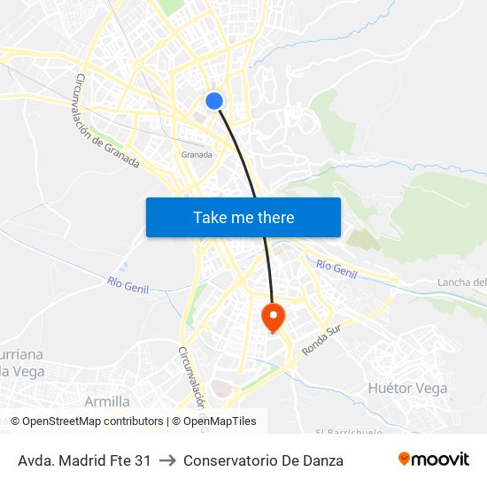 Avda. Madrid Fte 31 to Conservatorio De Danza map