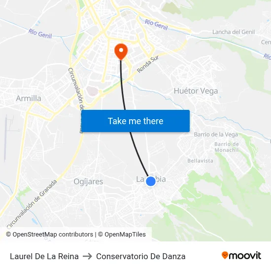 Laurel De La Reina to Conservatorio De Danza map