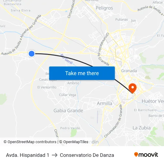 Avda. Hispanidad 1 to Conservatorio De Danza map