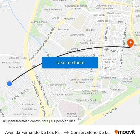 Avenida Fernando De Los Rios, 2 to Conservatorio De Danza map