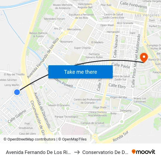 Avenida Fernando De Los Rios, 91 to Conservatorio De Danza map