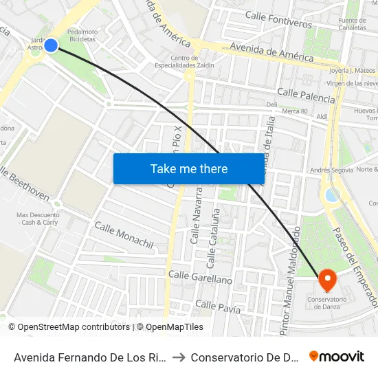 Avenida Fernando De Los Rios, 6 to Conservatorio De Danza map