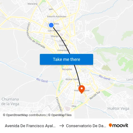 Avenida De Francisco Ayala, 46 to Conservatorio De Danza map