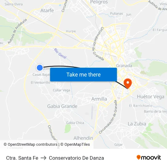 Ctra. Santa Fe to Conservatorio De Danza map
