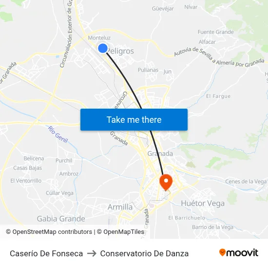 Caserío De Fonseca to Conservatorio De Danza map