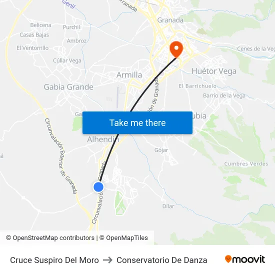 Cruce Suspiro Del Moro to Conservatorio De Danza map