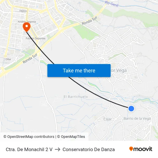 Ctra. De Monachil 2 V to Conservatorio De Danza map