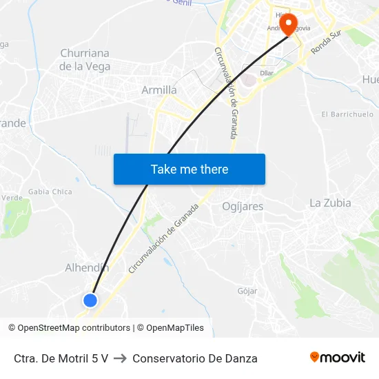 Ctra. De Motril 5 V to Conservatorio De Danza map