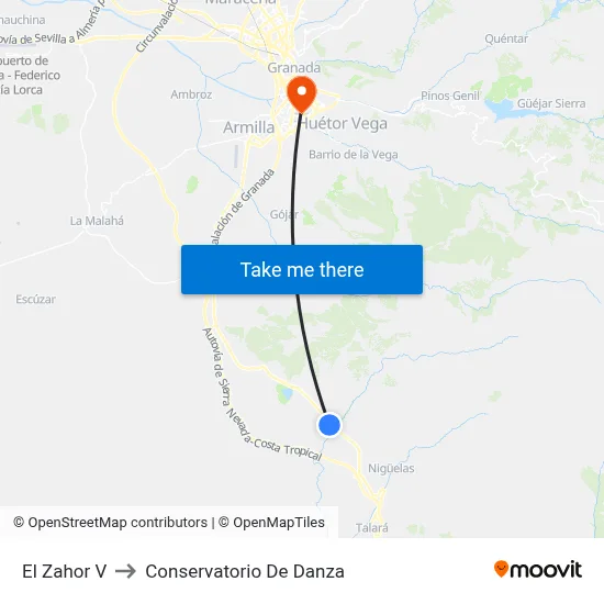 El Zahor V to Conservatorio De Danza map