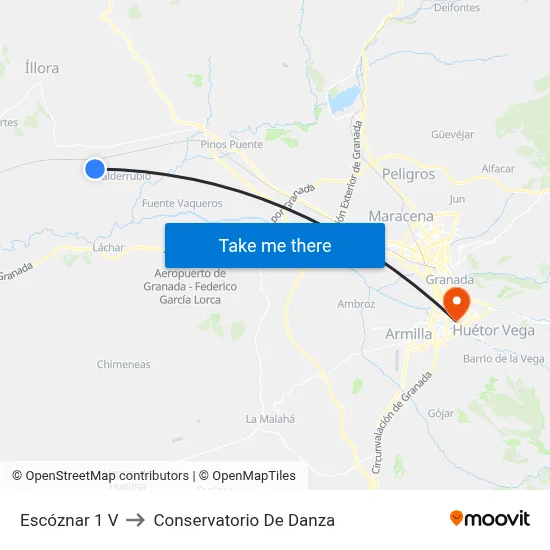 Escóznar 1 V to Conservatorio De Danza map