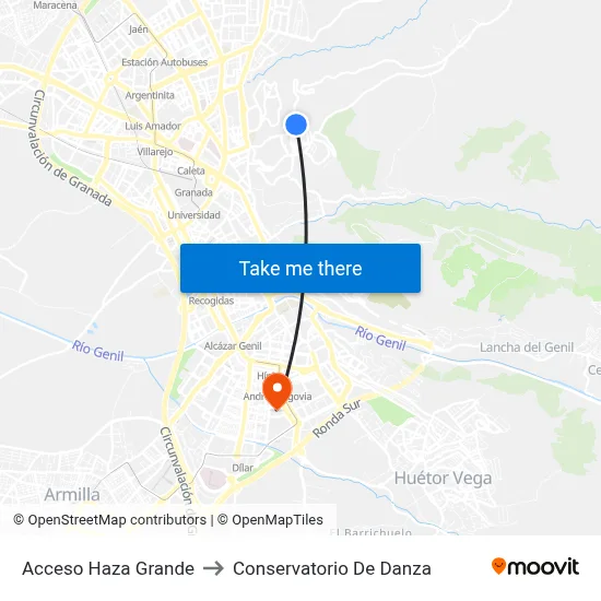 Acceso Haza Grande to Conservatorio De Danza map