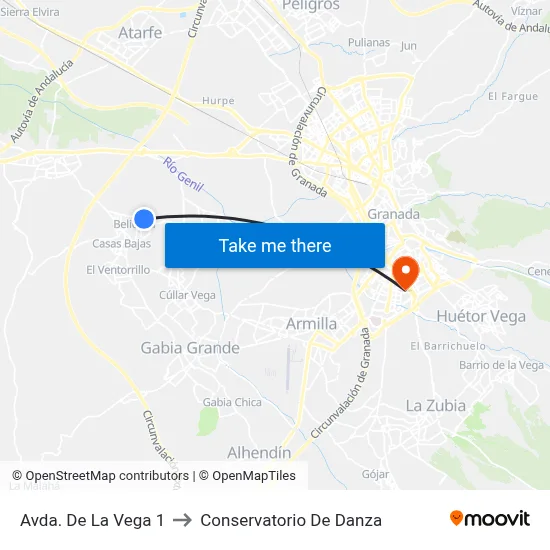 Avda. De La Vega 1 to Conservatorio De Danza map