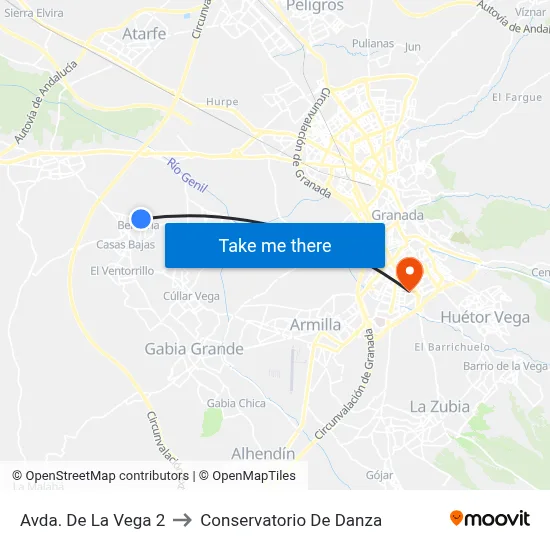 Avda. De La Vega 2 to Conservatorio De Danza map