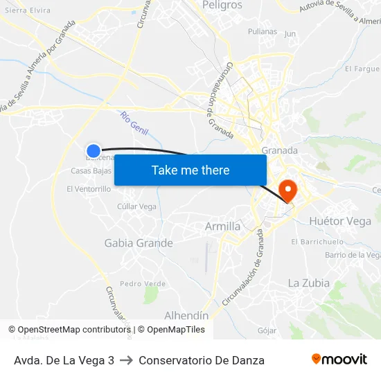Avda. De La Vega 3 to Conservatorio De Danza map