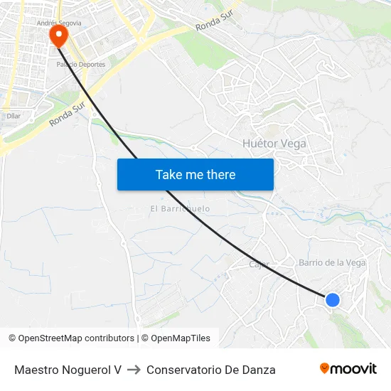 Maestro Noguerol V to Conservatorio De Danza map