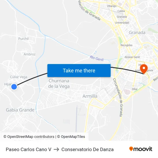 Paseo Carlos Cano V to Conservatorio De Danza map