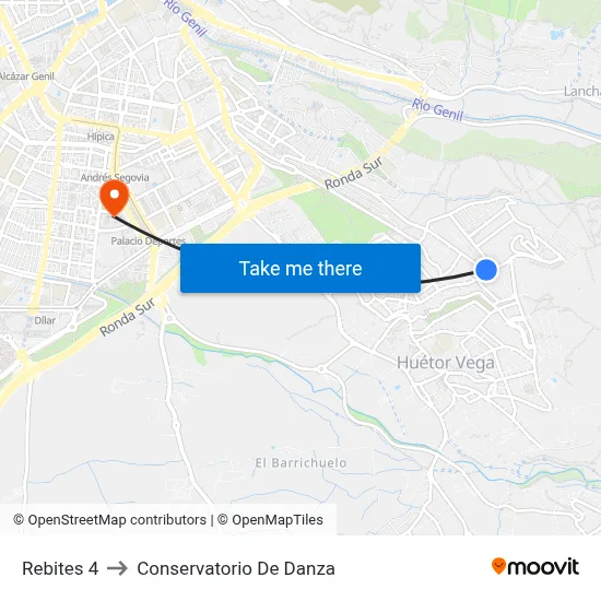Rebites 4 to Conservatorio De Danza map