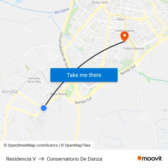 Residencia V to Conservatorio De Danza map