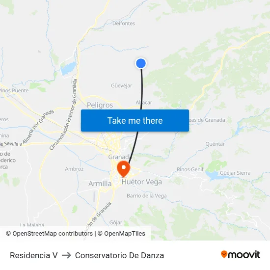 Residencia V to Conservatorio De Danza map
