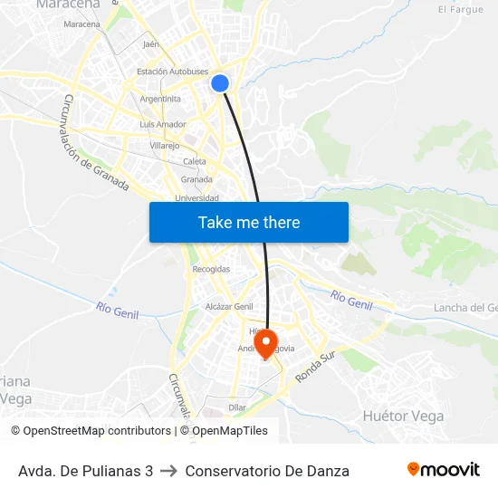 Avda. De Pulianas 3 to Conservatorio De Danza map