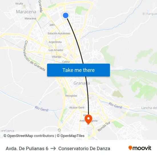 Avda. De Pulianas 6 to Conservatorio De Danza map