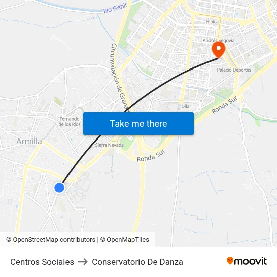 Centros Sociales to Conservatorio De Danza map