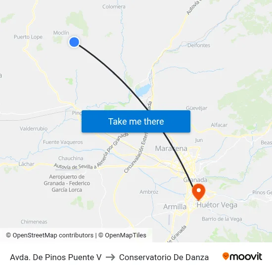 Avda. De Pinos Puente V to Conservatorio De Danza map