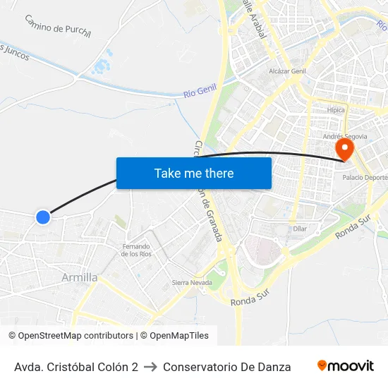 Avda. Cristóbal Colón 2 to Conservatorio De Danza map