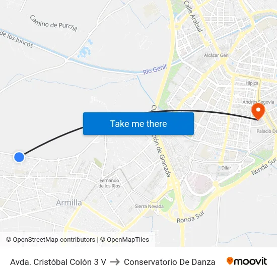 Avda. Cristóbal Colón 3 V to Conservatorio De Danza map