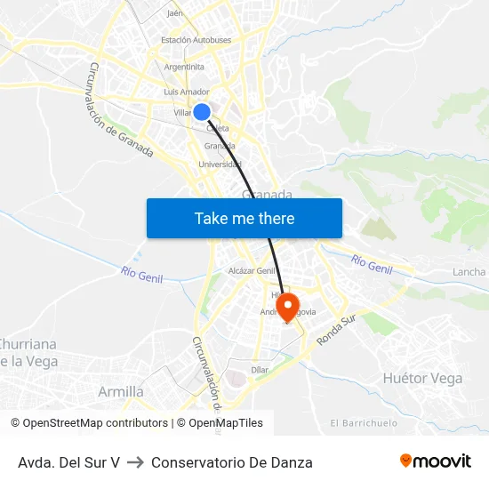 Avda. Del Sur V to Conservatorio De Danza map