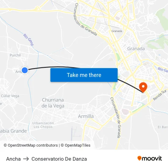 Ancha to Conservatorio De Danza map