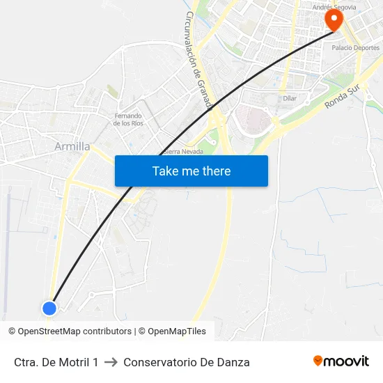 Ctra. De Motril 1 to Conservatorio De Danza map