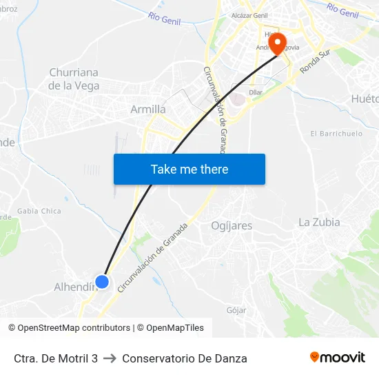 Ctra. De Motril 3 to Conservatorio De Danza map