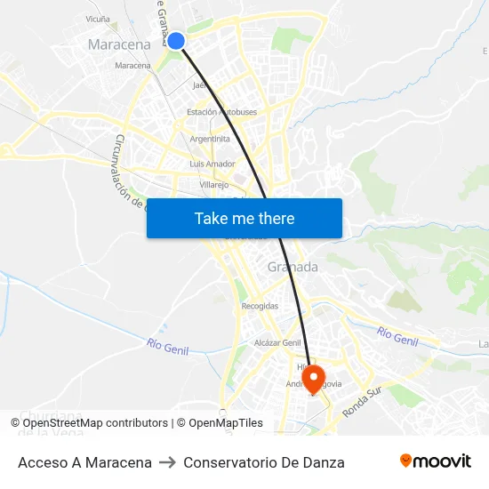 Acceso A Maracena to Conservatorio De Danza map