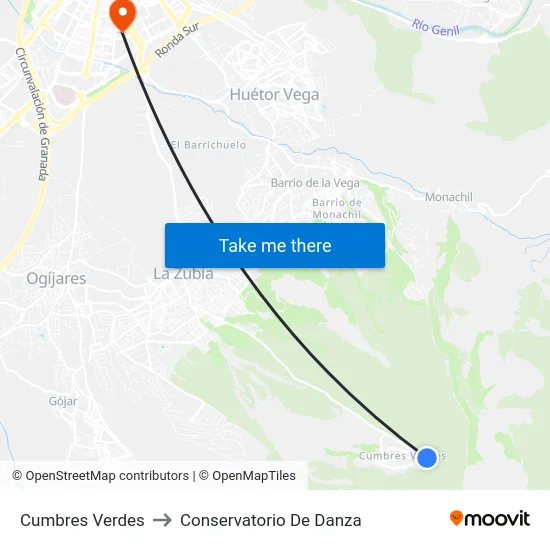 Cumbres Verdes to Conservatorio De Danza map