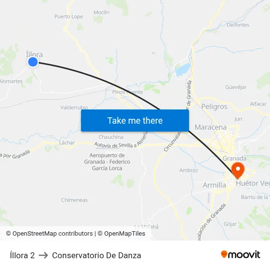 Íllora 2 to Conservatorio De Danza map