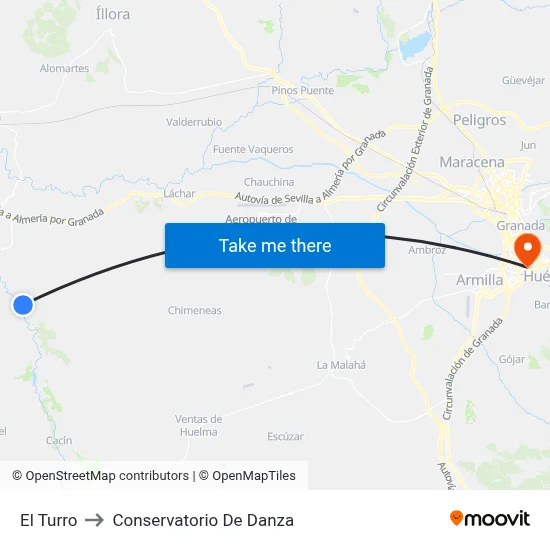 El Turro to Conservatorio De Danza map