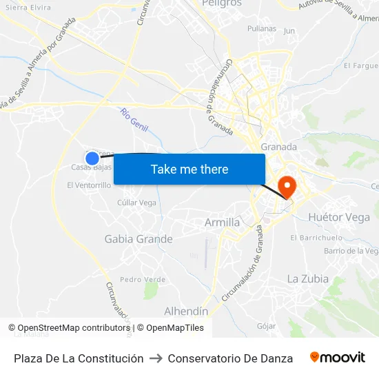 Plaza De La Constitución to Conservatorio De Danza map