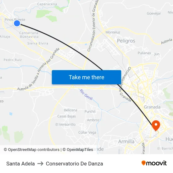 Santa Adela to Conservatorio De Danza map
