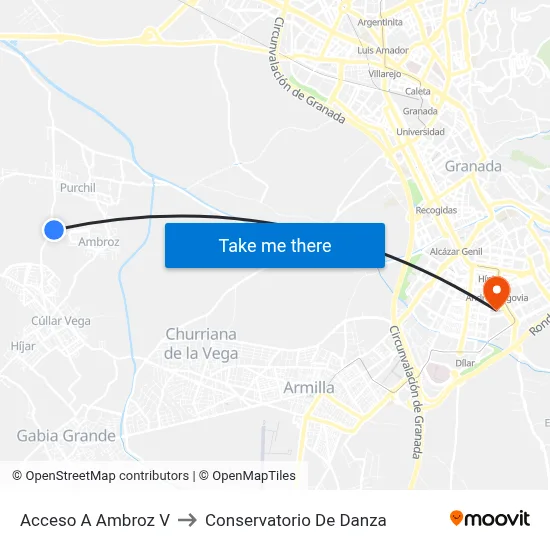 Acceso A Ambroz V to Conservatorio De Danza map