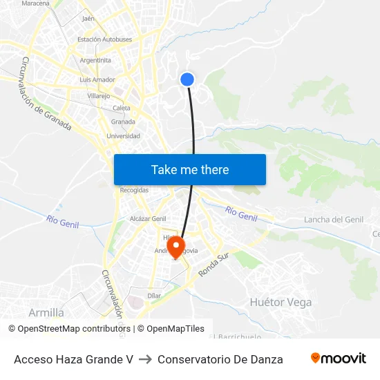 Acceso Haza Grande V to Conservatorio De Danza map