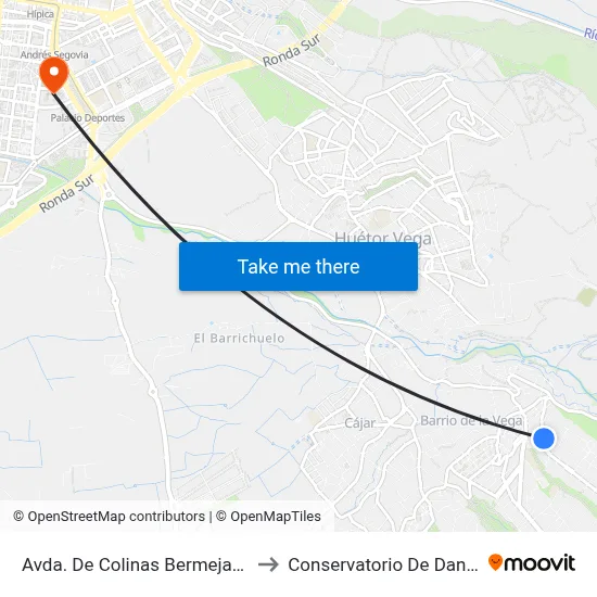 Avda. De Colinas Bermejas 1 to Conservatorio De Danza map
