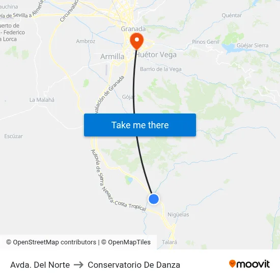Avda. Del Norte to Conservatorio De Danza map