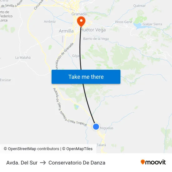 Avda. Del Sur to Conservatorio De Danza map